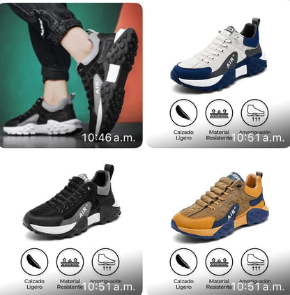 Tenis deportivos Flex Air para hombre con malla transpirable, suela antideslizante y plantilla acolchada. Ideales para uso diario y estilo urbano.